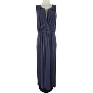 Moulinette Soeurs Dusty Blue Pulled Waist Front Slip Women's Maxi Dress XL